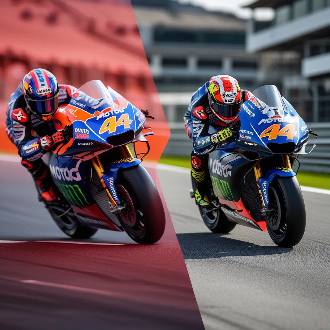 Comparaison technique des motos MotoGP 2024 et 2025 montrant les différences de poids et d'aérodynamique