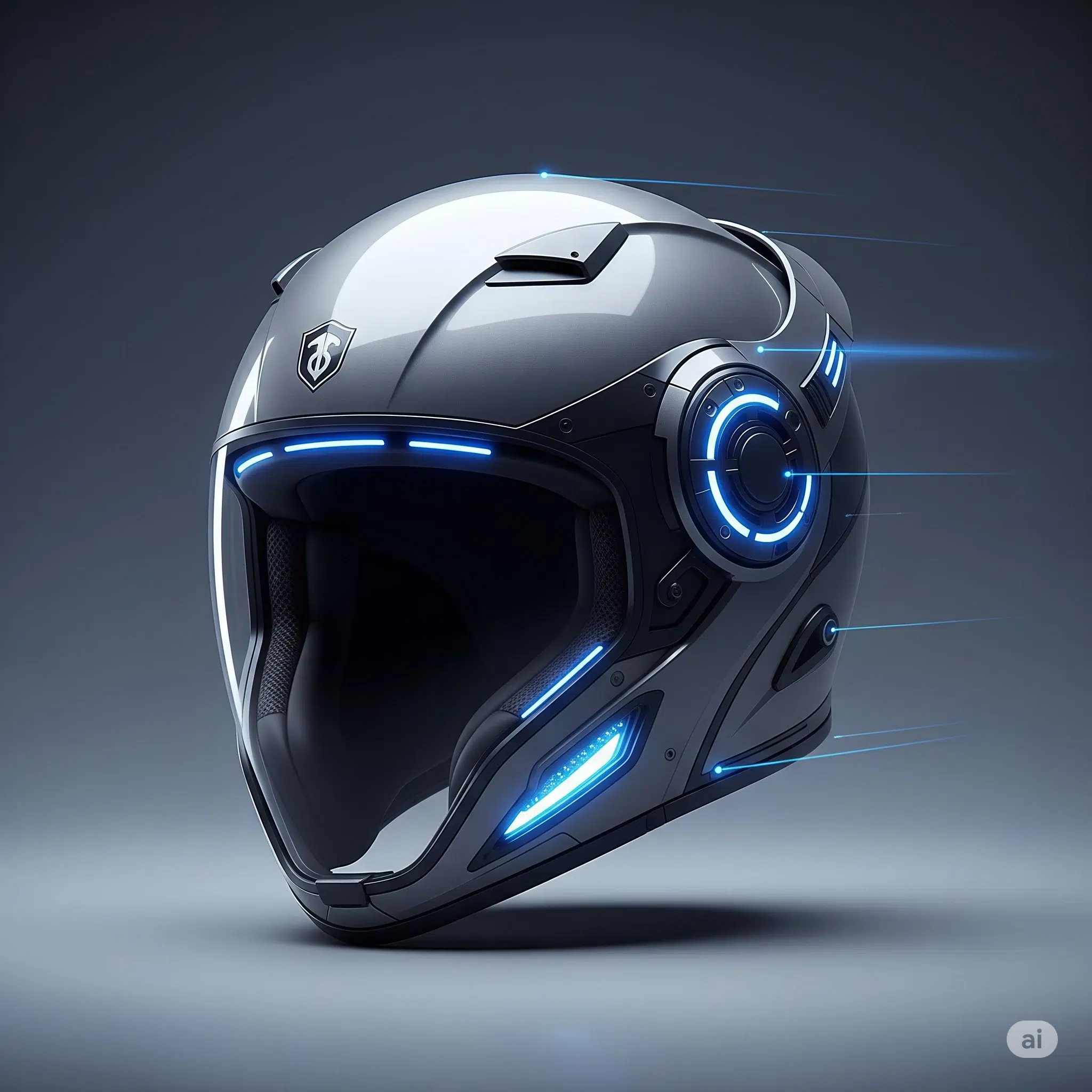 Concept de sécurité futuriste en MotoGP, avec des capteurs et technologies avancées