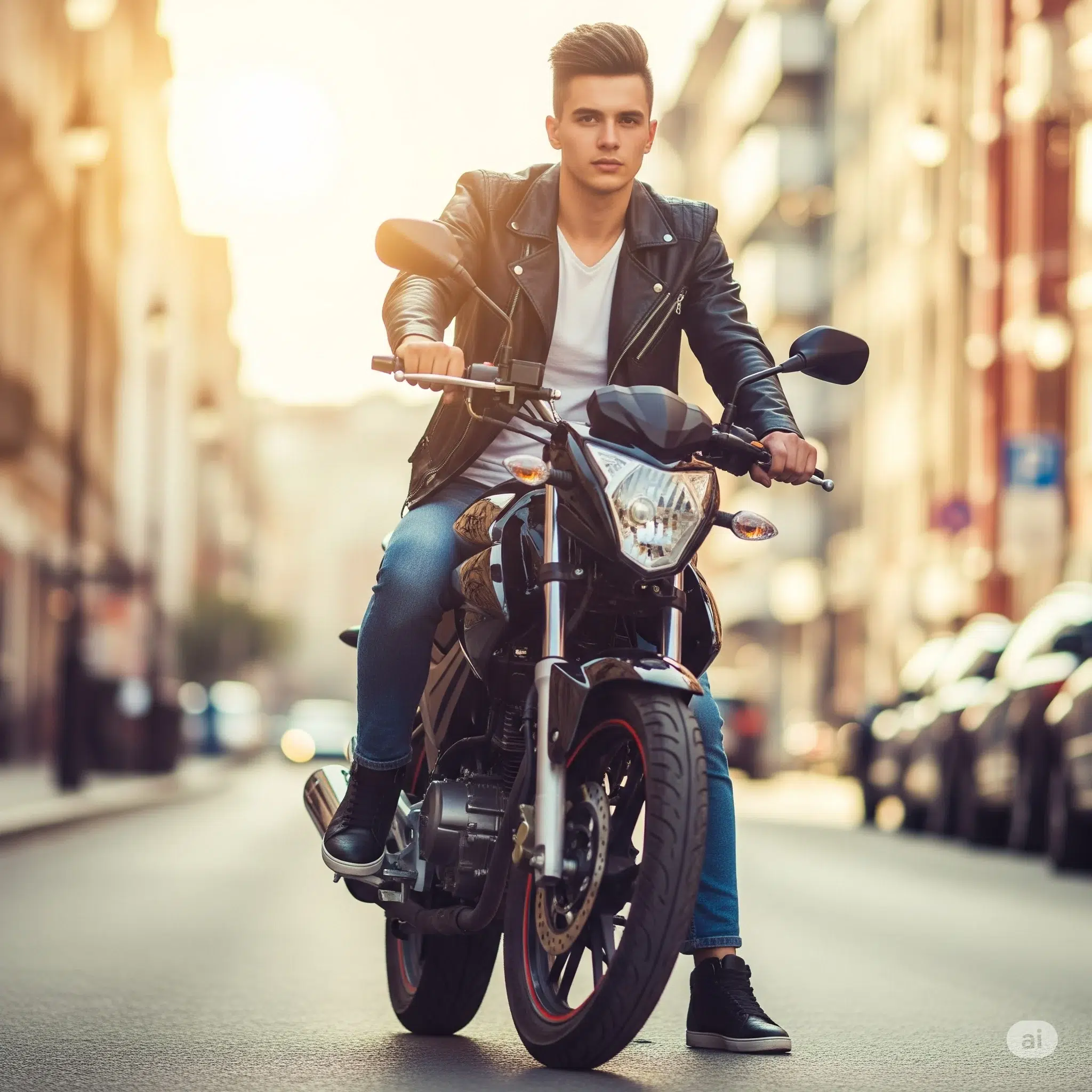 Jeune motard sur une moto 125cc