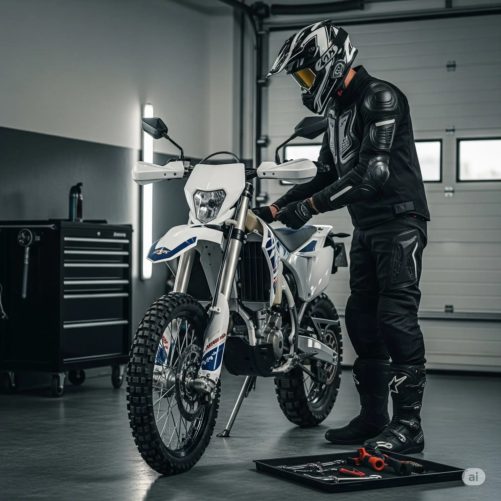 Motard appliquant les règles de sécurité