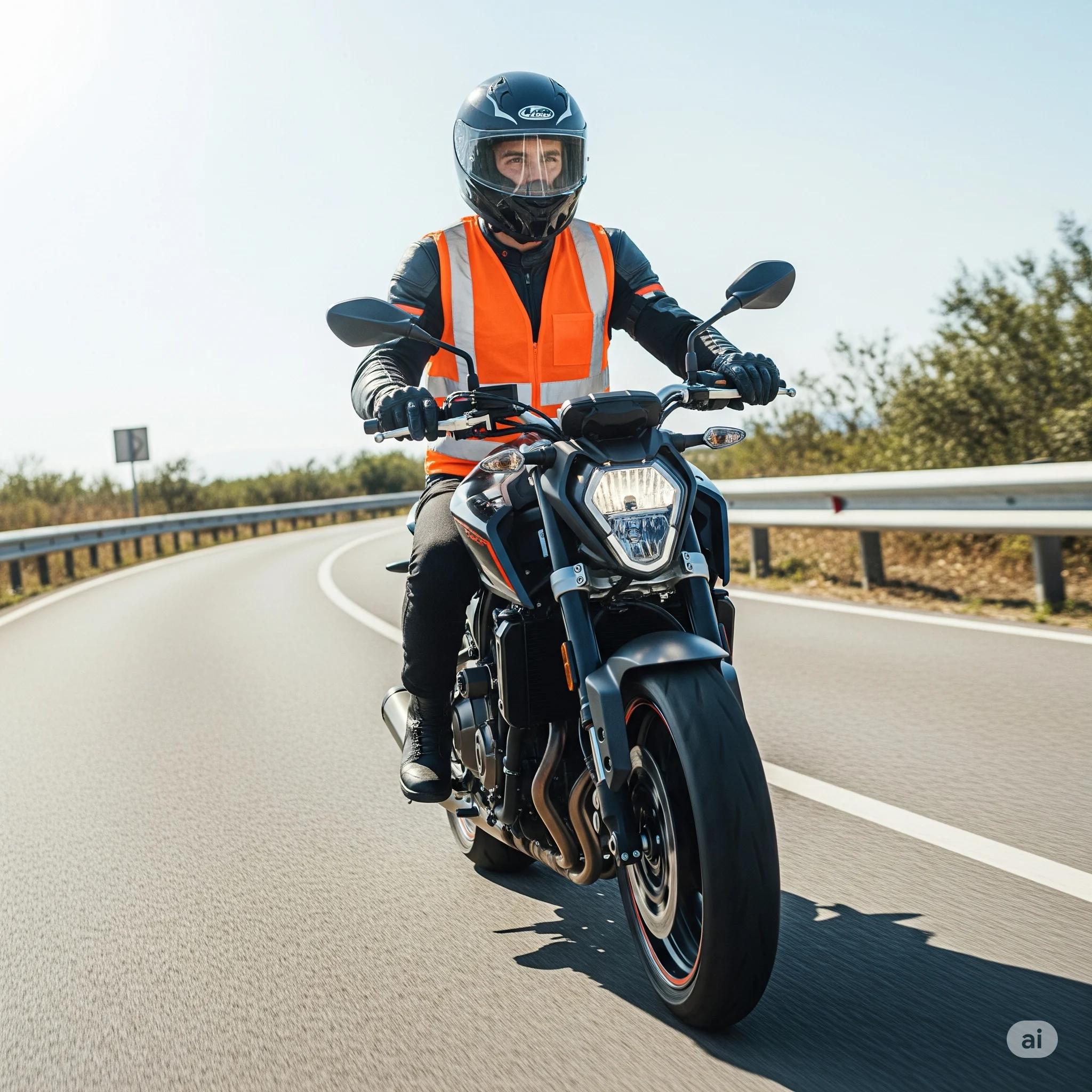 Moto sur route ouverte, sécurité motarde
