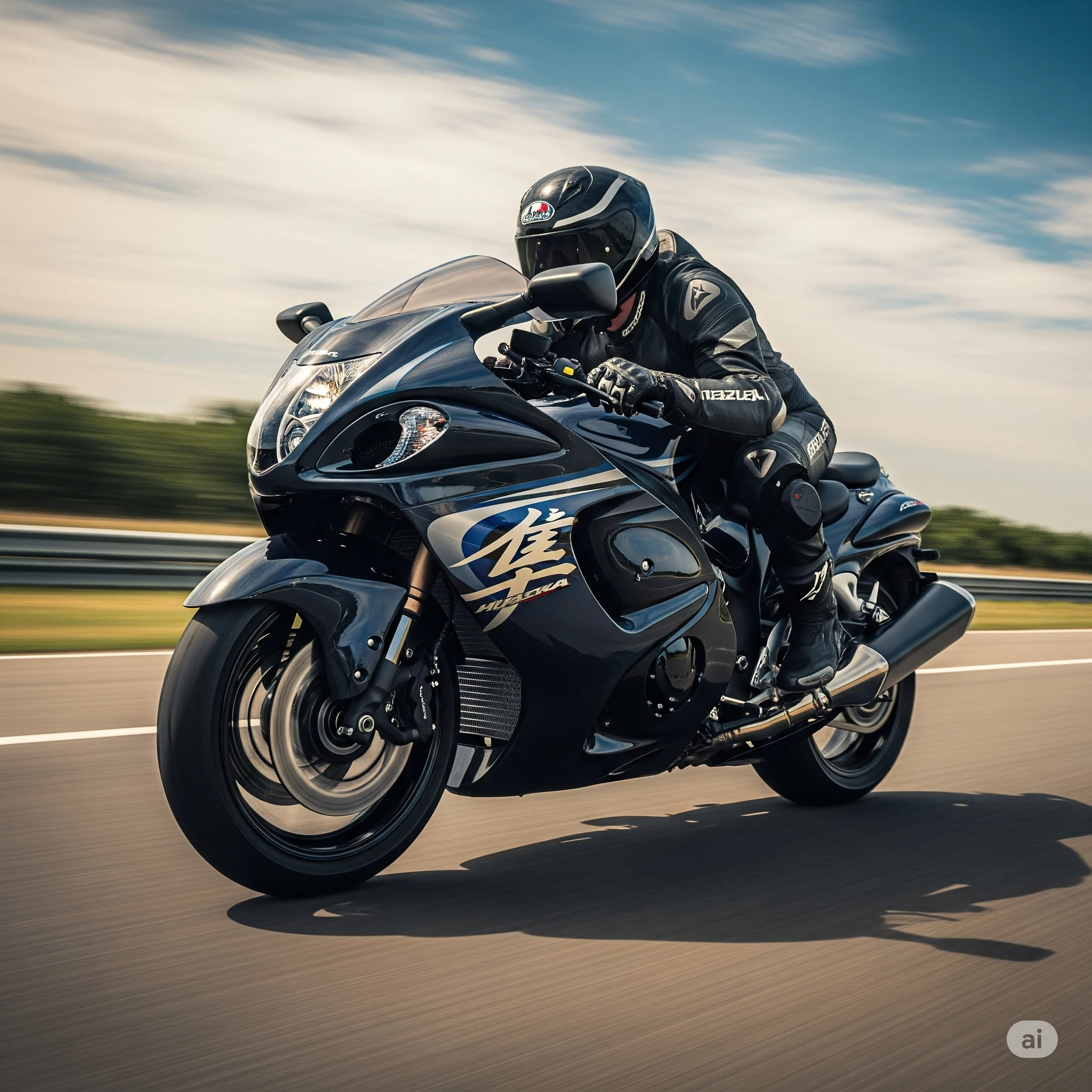 Suzuki Hayabusa en pleine accélération