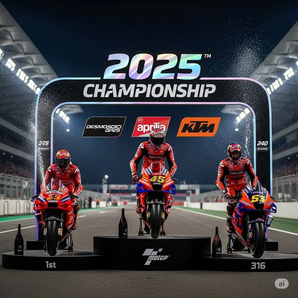 Classement des constructeurs MotoGP 2025 montrant les performances comparées de Ducati, Yamaha, Honda et Aprilia