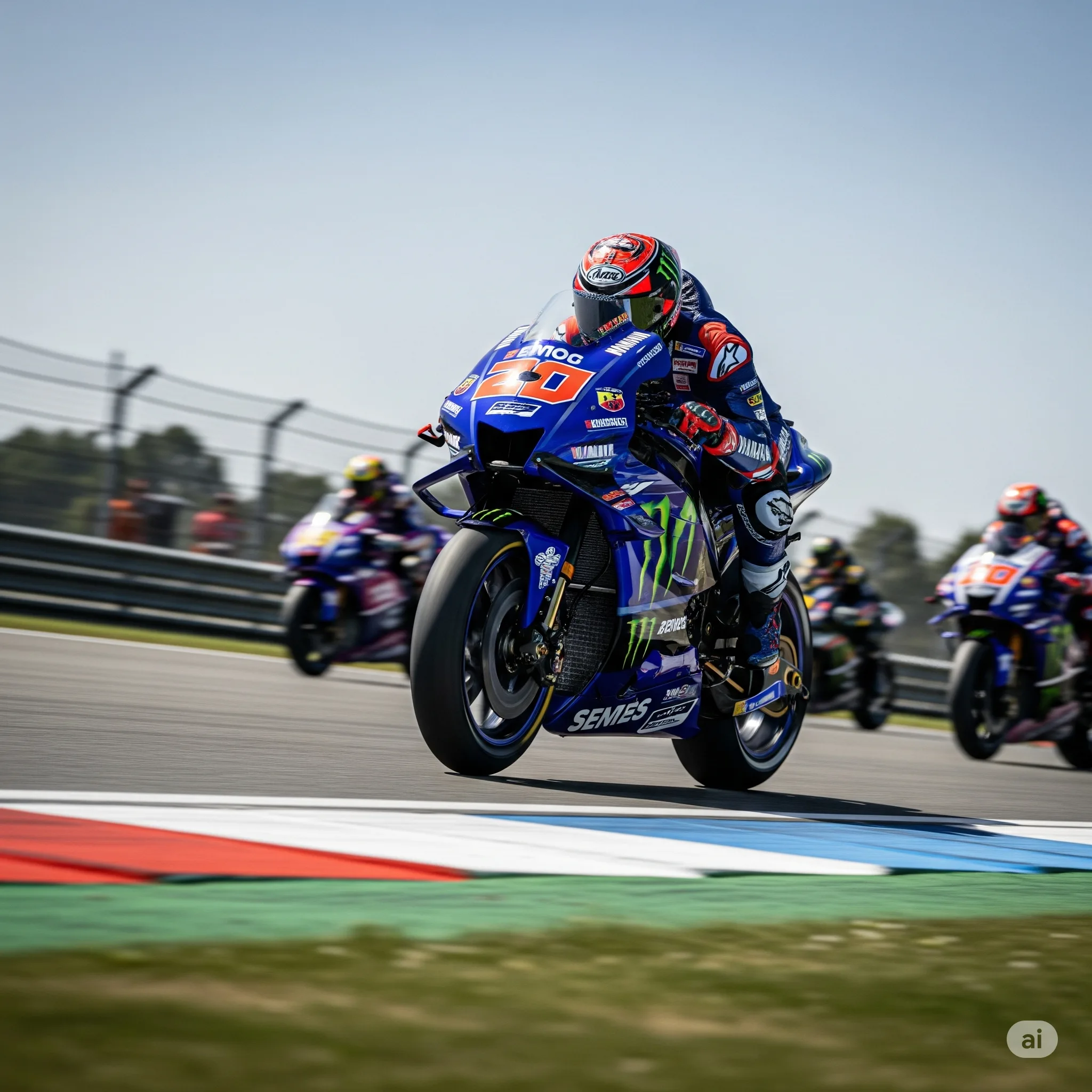 Fabio Quartararo sur sa Yamaha MotoGP en pleine course